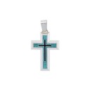 Cross Silver 925, Light Blue-Dark Blue Enamel