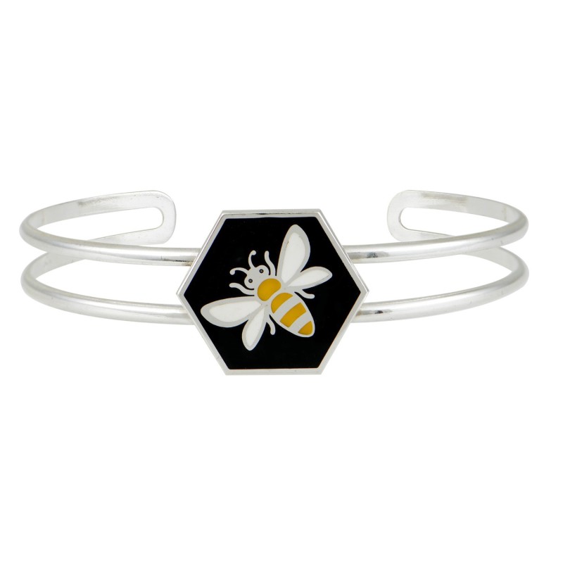 Βραχιόλι εξάγωνο μέλισσα, Ασήμι 925, Μαύρο και κίτρινο σμάλτο Βραχιόλι εξάγωνο μέλισσα, Ασήμι 925, Μαύρο και κίτρινο σμάλτο